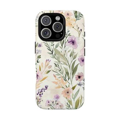 Soft Green Lavender Floral Pattern - Tough iPhone 16 Phone Case