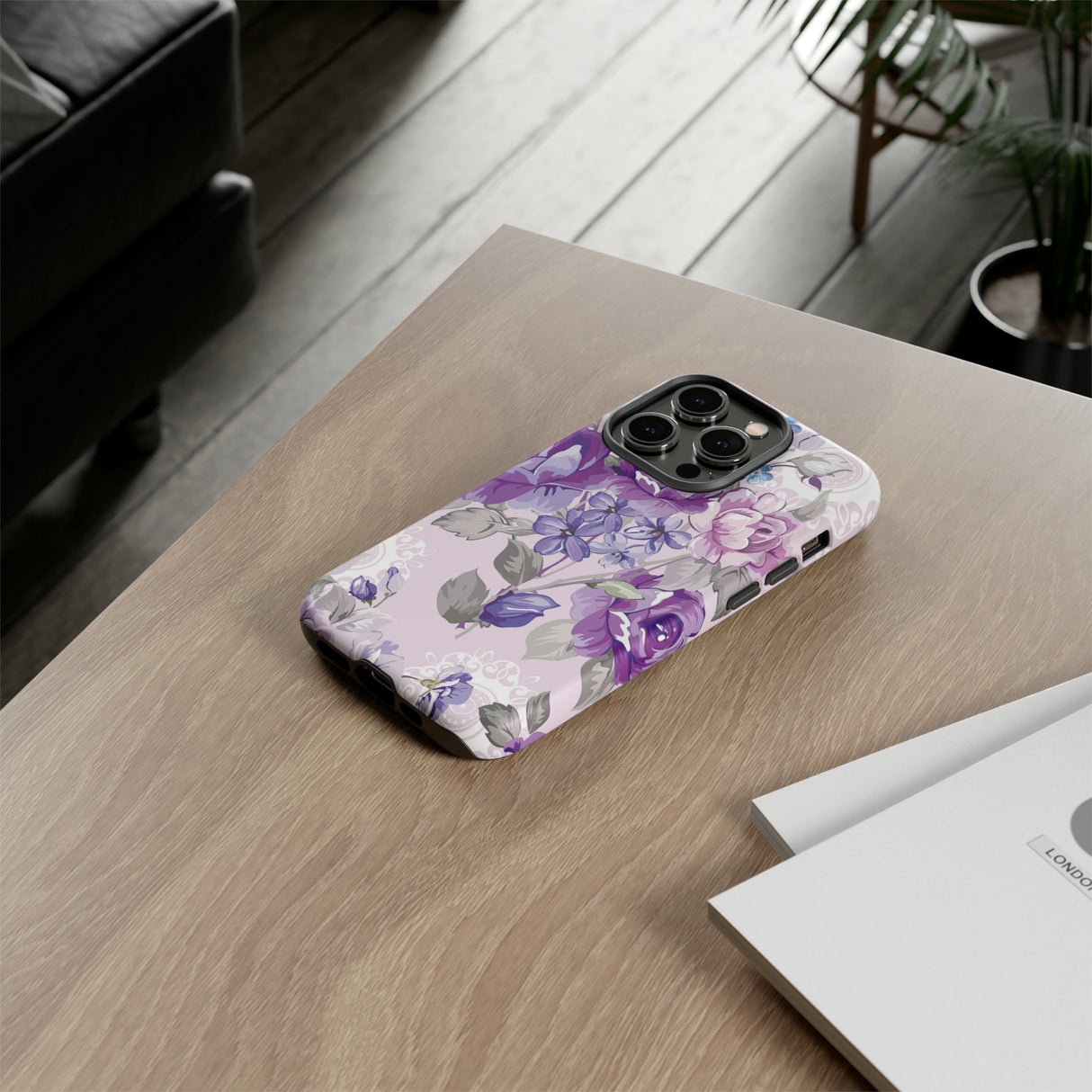 Beautiful vintage purple flower iPhone case (Protective) - Protective Phone Case