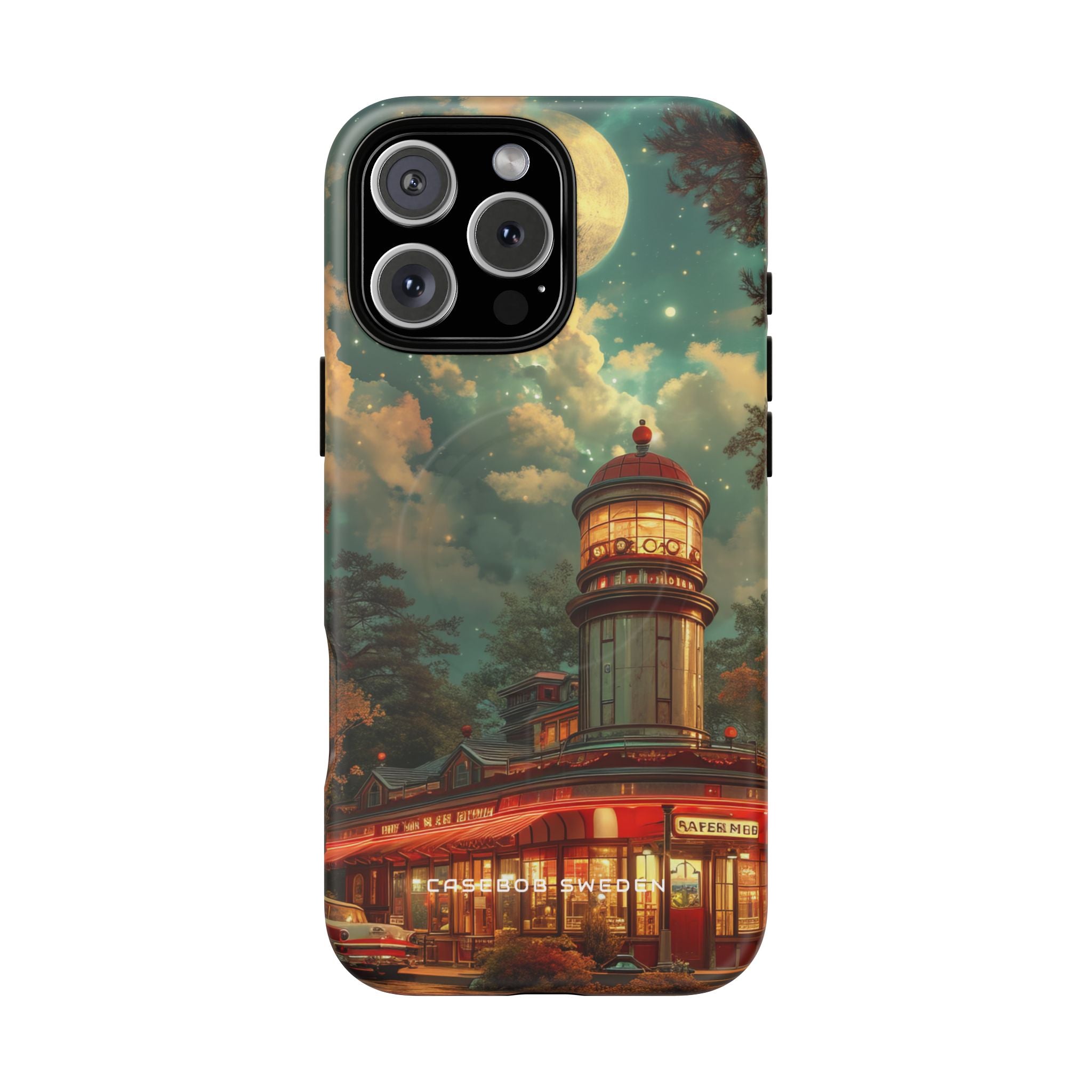 Vintage Moonlit Diner Fantasy iPhone 16 | Tough+ Phone Case