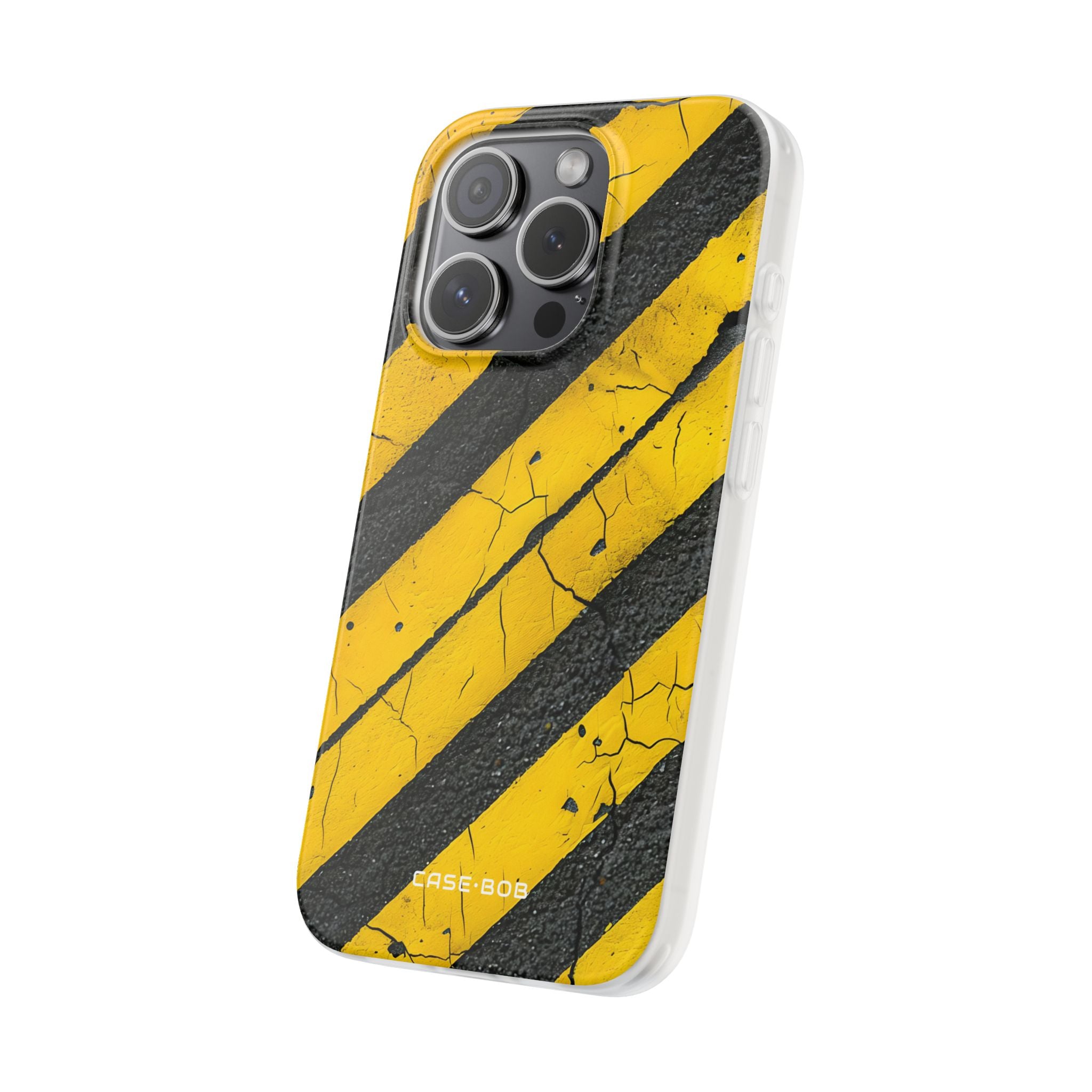Yellow Stripe Distress iPhone 15 Pro Case - Soft