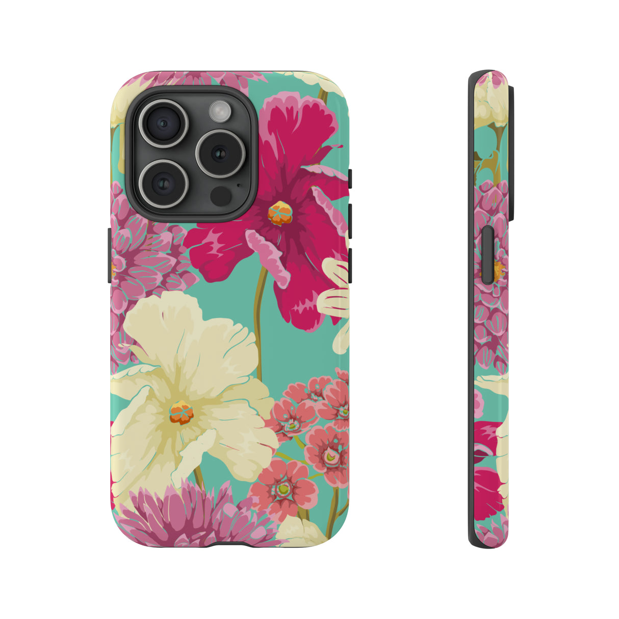 Colorful flowers in watercolor iPhone case (Protective) - Protective Phone Case