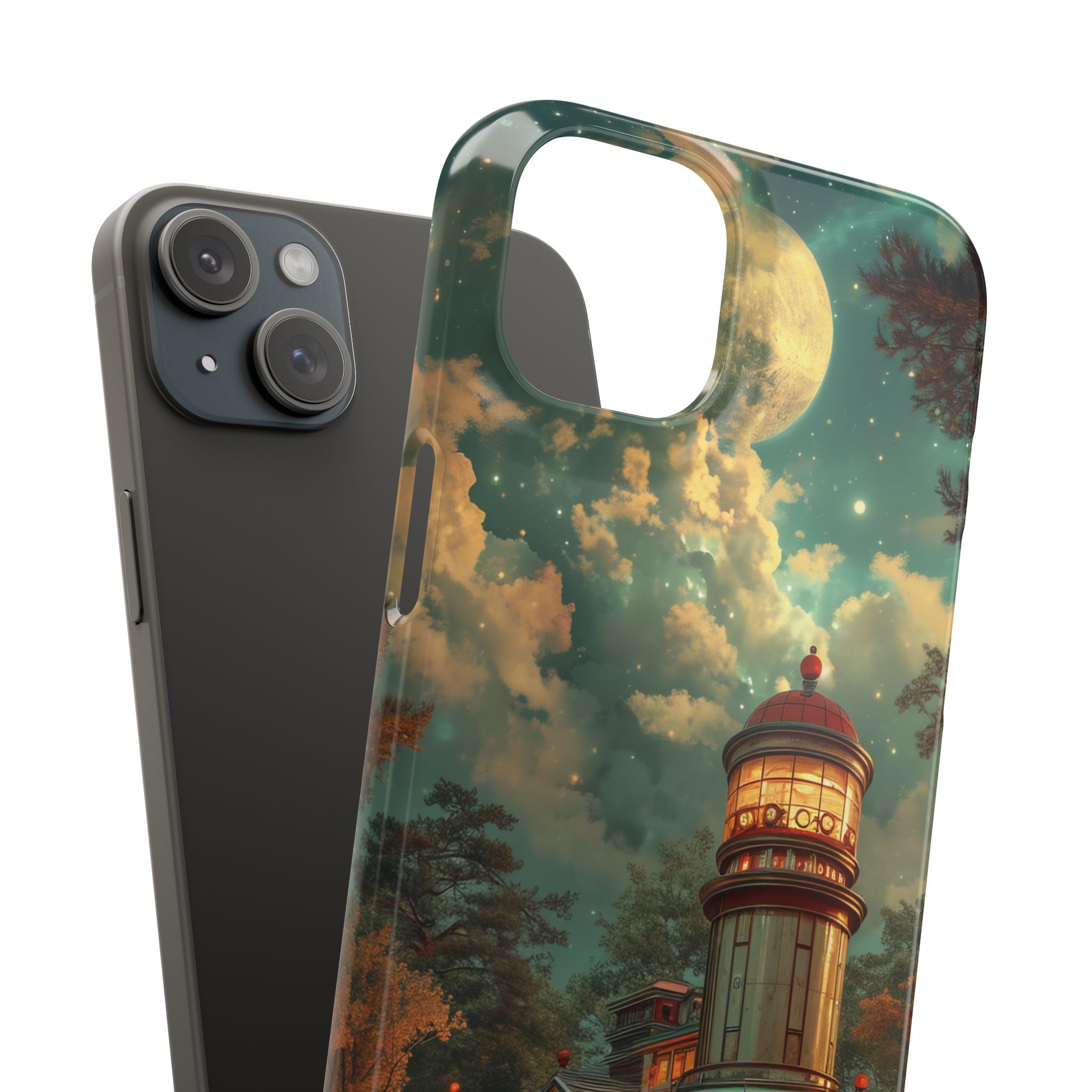 Vintage Moonlit Diner Fantasy iPhone 15 - Slim Phone Case