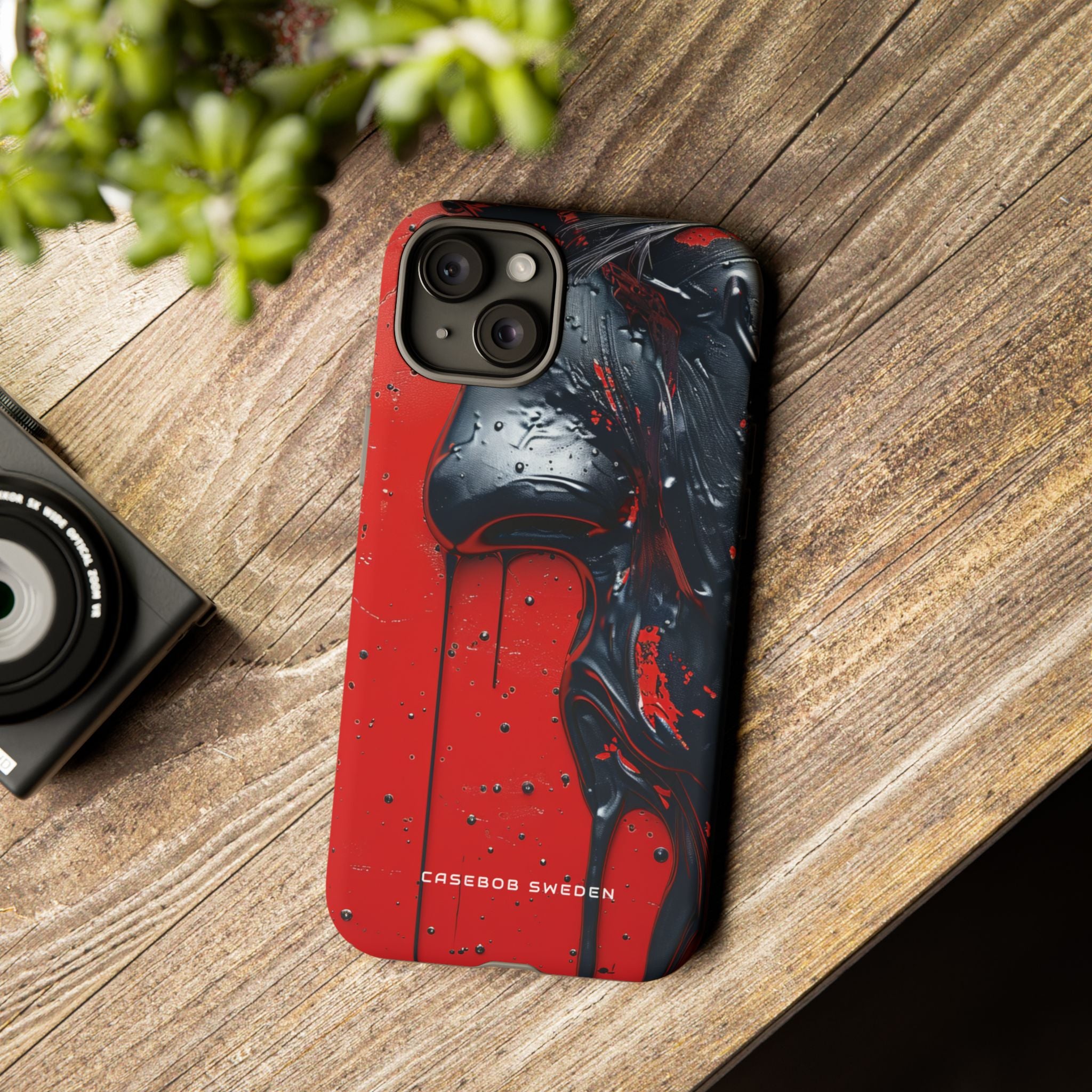 Textured Crimson Bloom iPhone 15 - Tough Phone Case