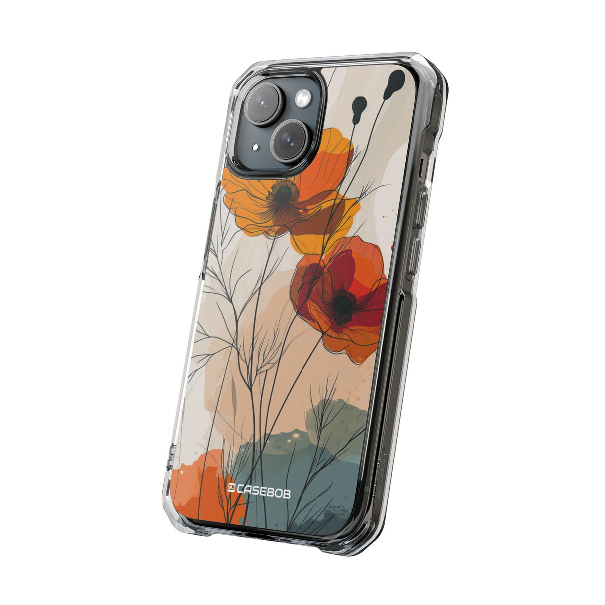 Feurige florale Abstraktion – Handyhülle für iPhone (Clear Impact – magnetisch)