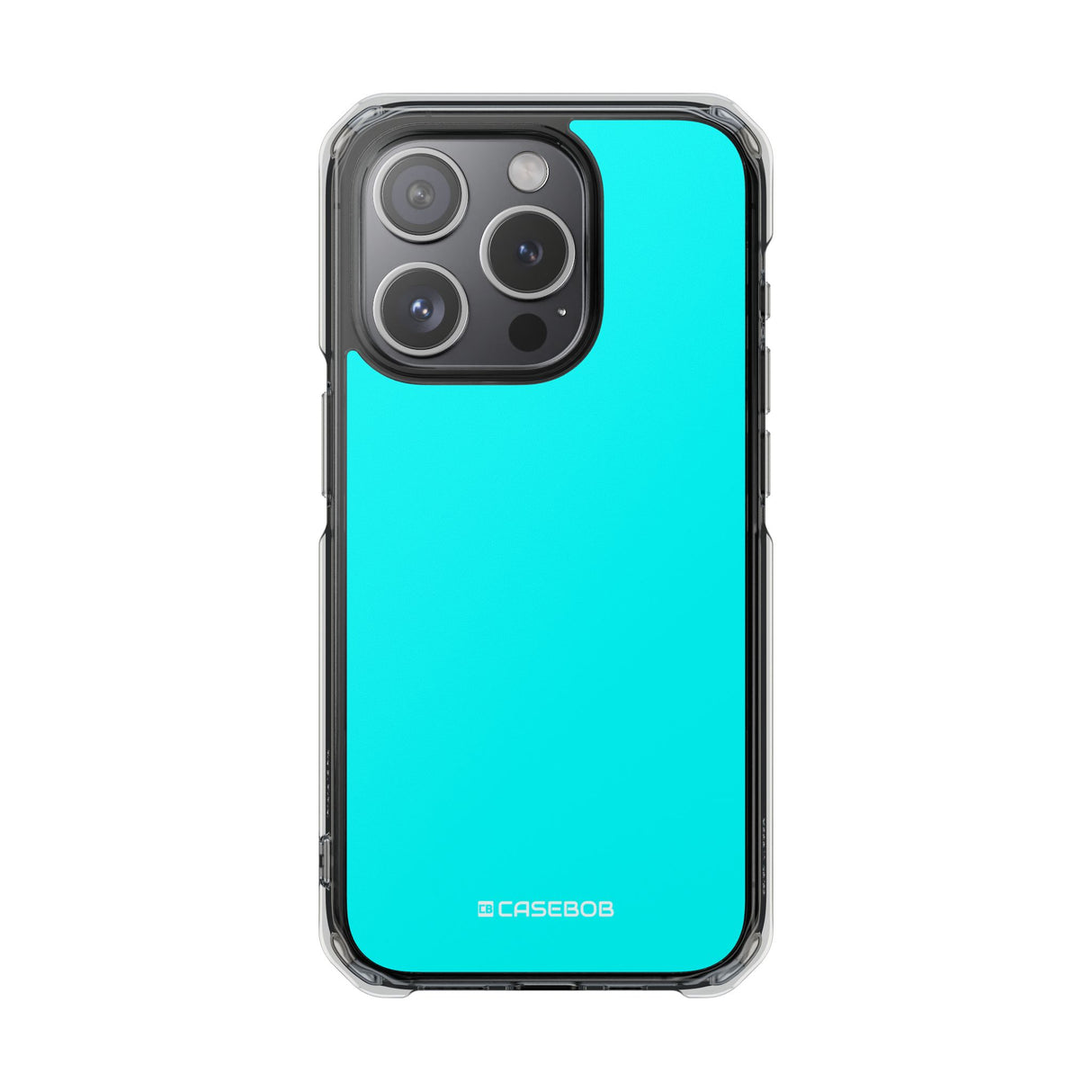 Cyan-Blau | Handyhülle für iPhone (Clear Impact Case – magnetisch) 