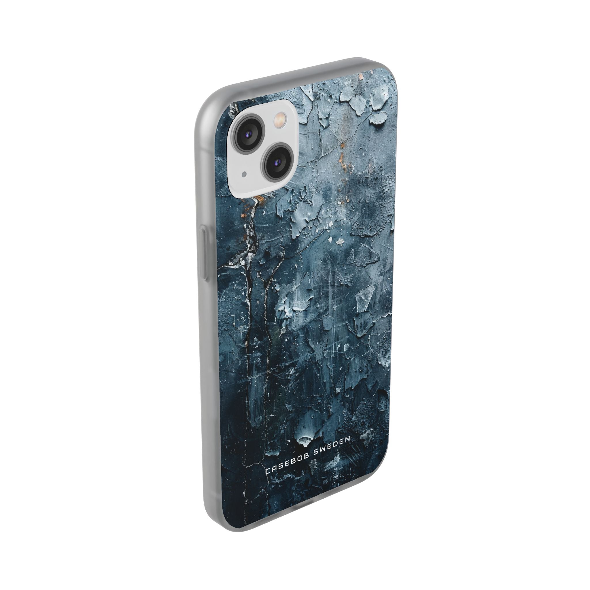 Weathered Blue Tapestry with Cracked Layers iPhone 14 - Flexi Phone Case