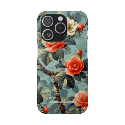 Vintage Floral Romance iPhone 15 - Schlanke Handyhülle