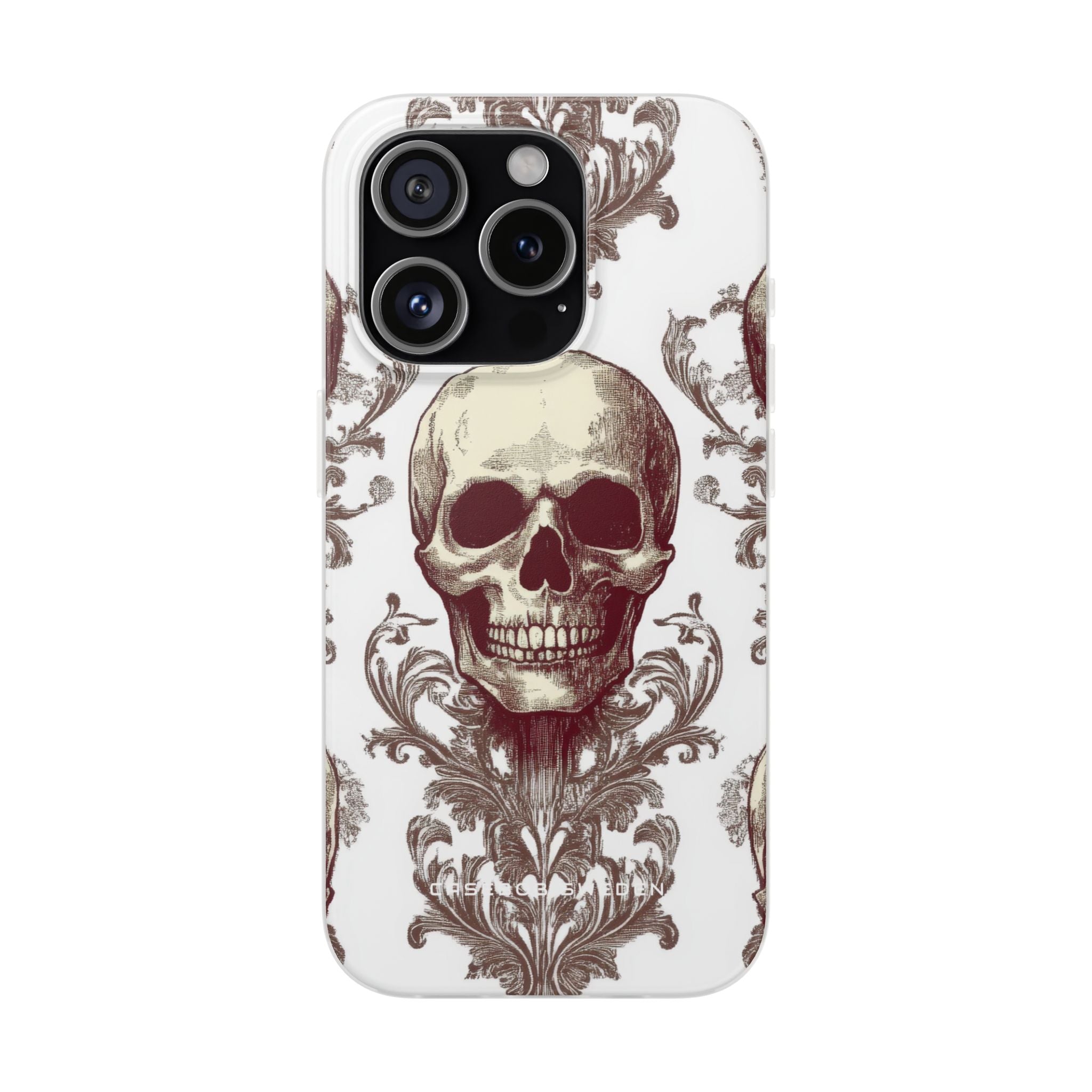 Gothic Skulls and Ornate Foliage iPhone 15 - Flexi Phone Case