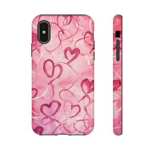 Intertwined Hearts & Cupid - Protective Phone Case