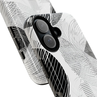 Geometric Monochrome Flow iPhone 16 | Tough+ Phone Case