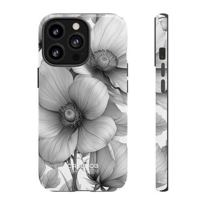 Grayscale Floral Harmony iPhone 13 - Tough