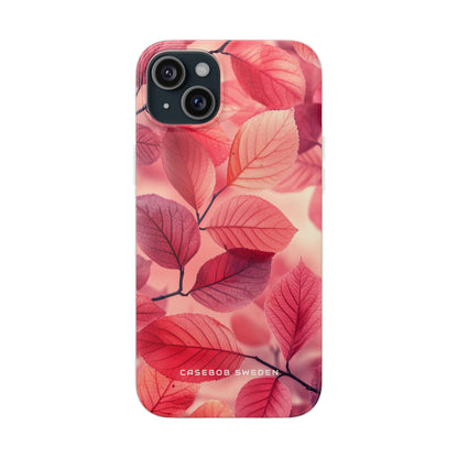 Elegant Pink Leaves iPhone 15 - Flexi Phone Case