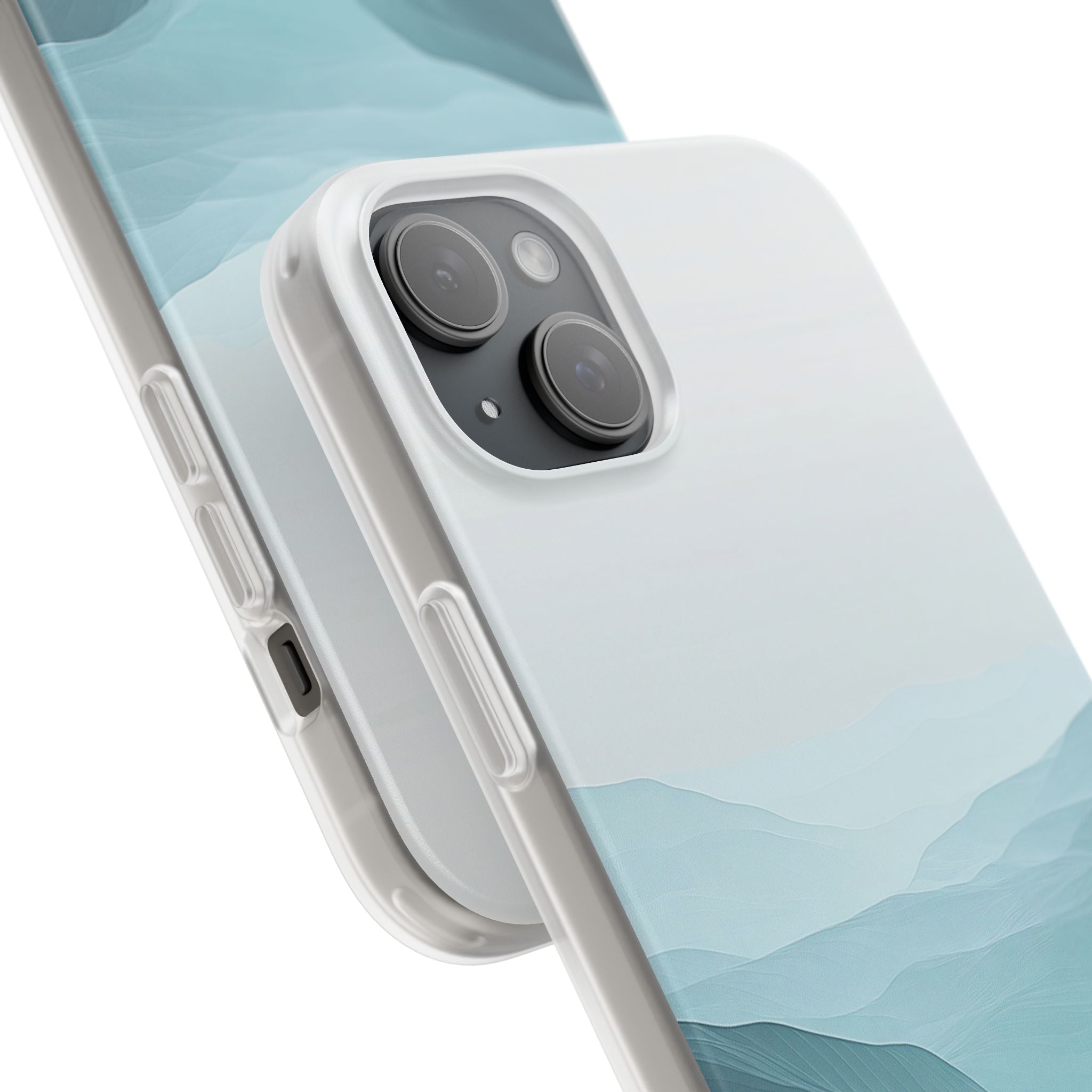 Teal Mist Mountains iPhone 15 Plus Case - Soft