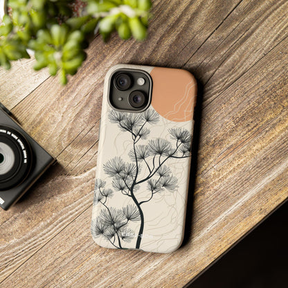 Spiky Tree Sunset iPhone 15 Case - Tough