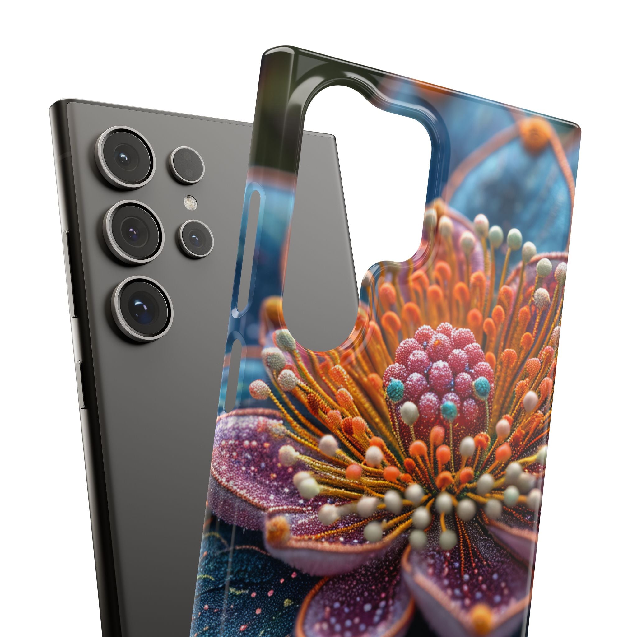 Blue-Orange Floral Swirl - Slim Samsung S24 Phone Case