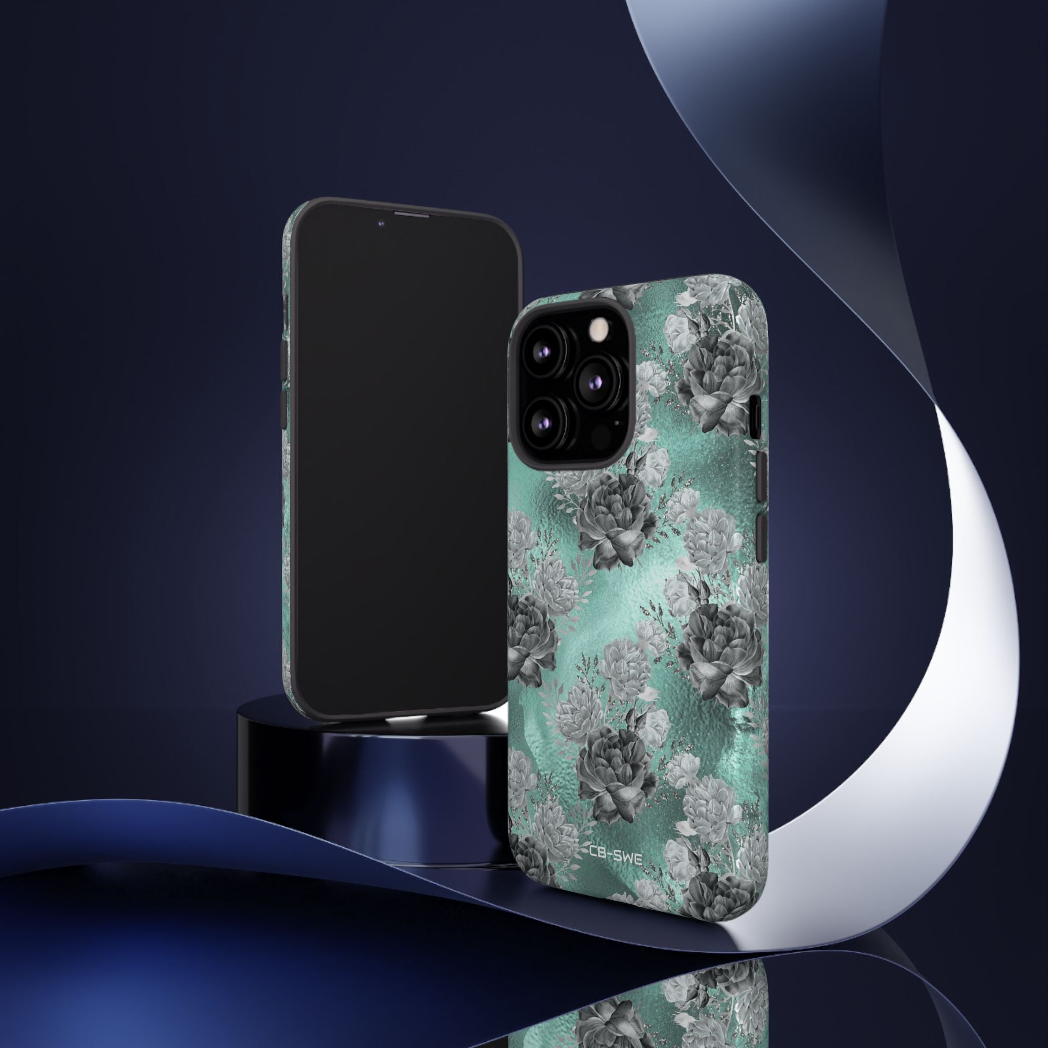 Teal Floral Elegance - iPhone Case