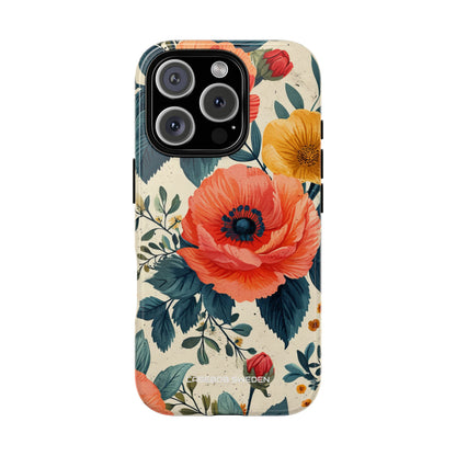 Vibrant Botanical Poppies - Tough iPhone 16 Phone Case