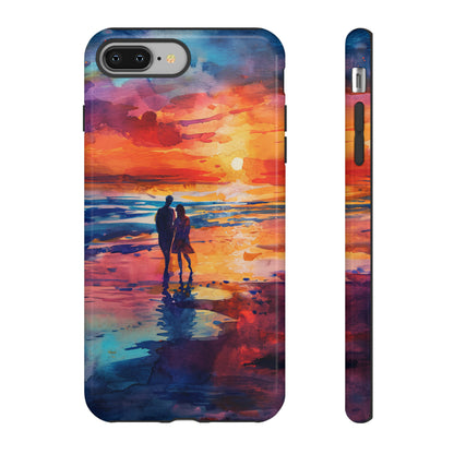 Beach Sunset Love Silhouettes - Protective Phone Case