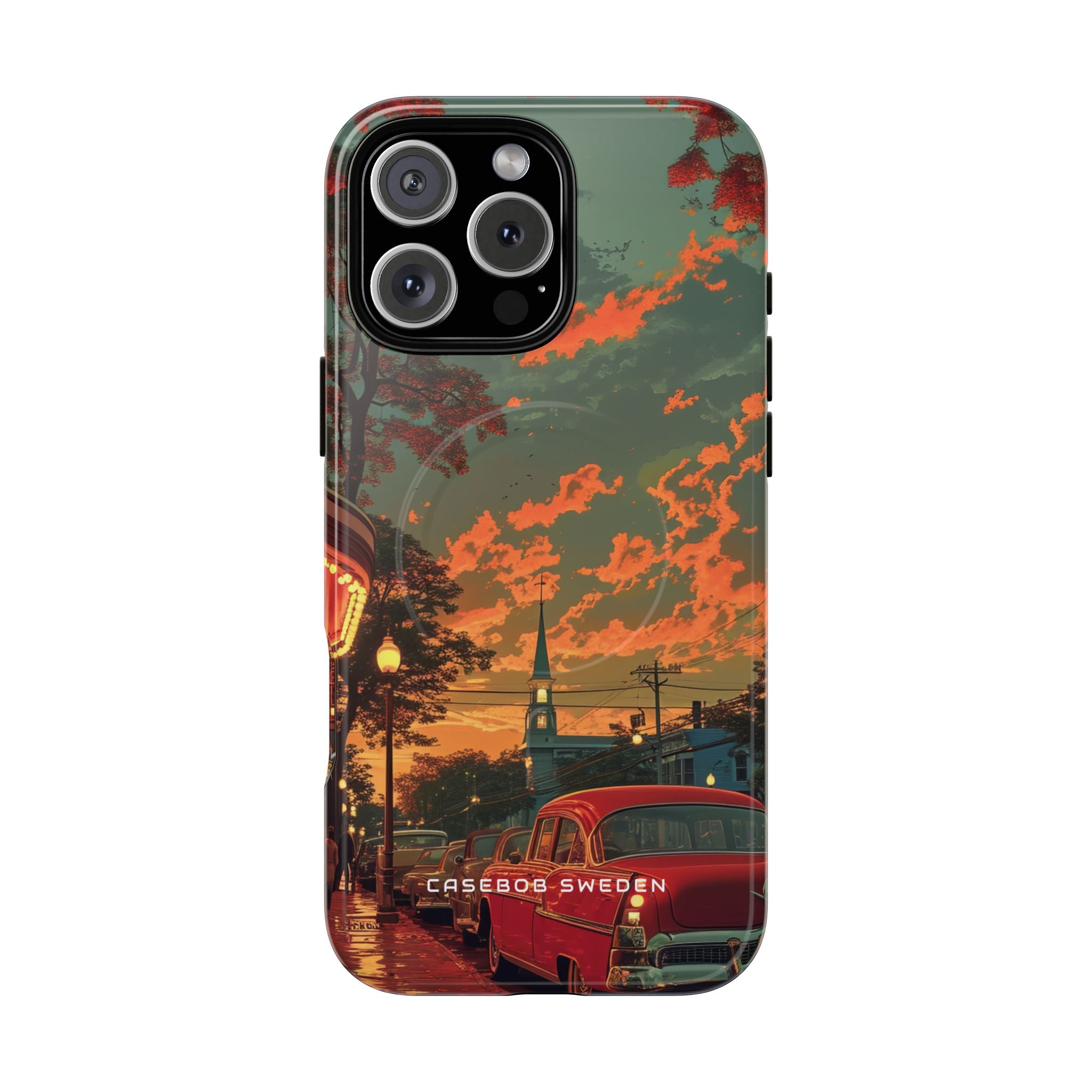 Mid-Century Nostalgia Streetscape iPhone 16 | Tough+ Phone Case