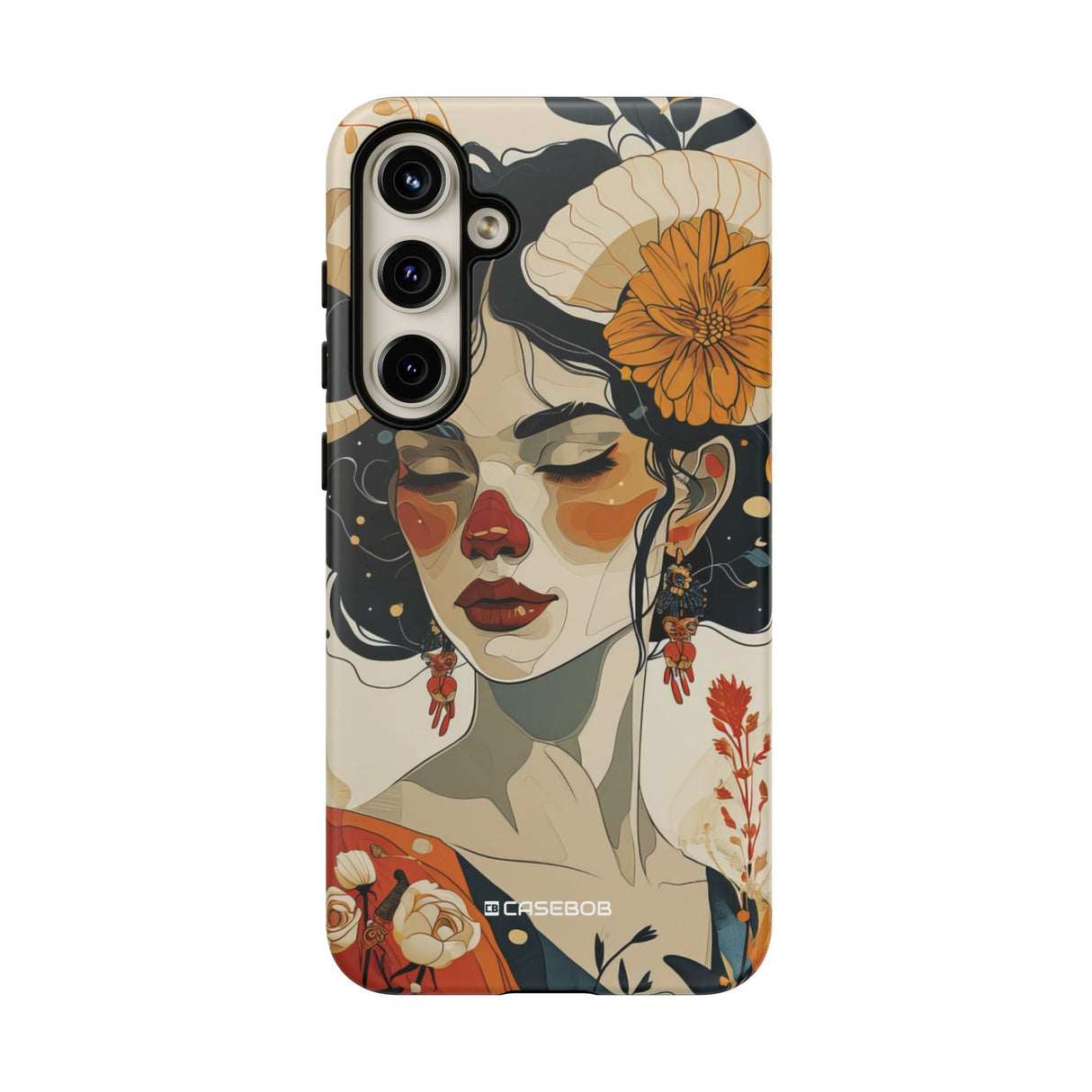 Mythical Serenity: Floral Ram Goddess - For Samsung S24