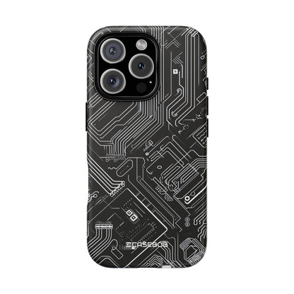 Circuitry Dreams: Abstract Black Design - for iPhone 16