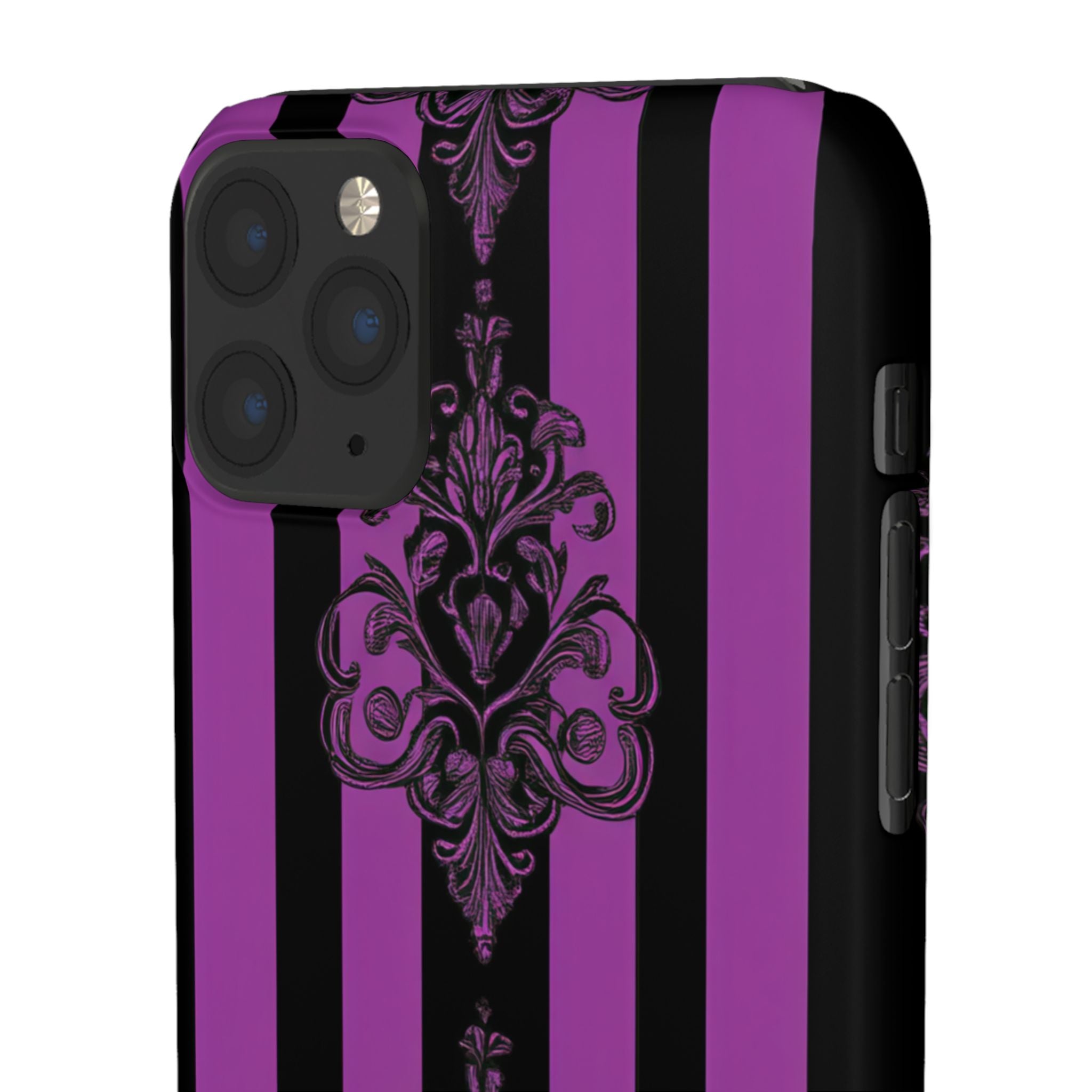 Gothic Elegance with Vertical Stripes and Ornamental Motifs iPhone 11 - Slim Phone Case