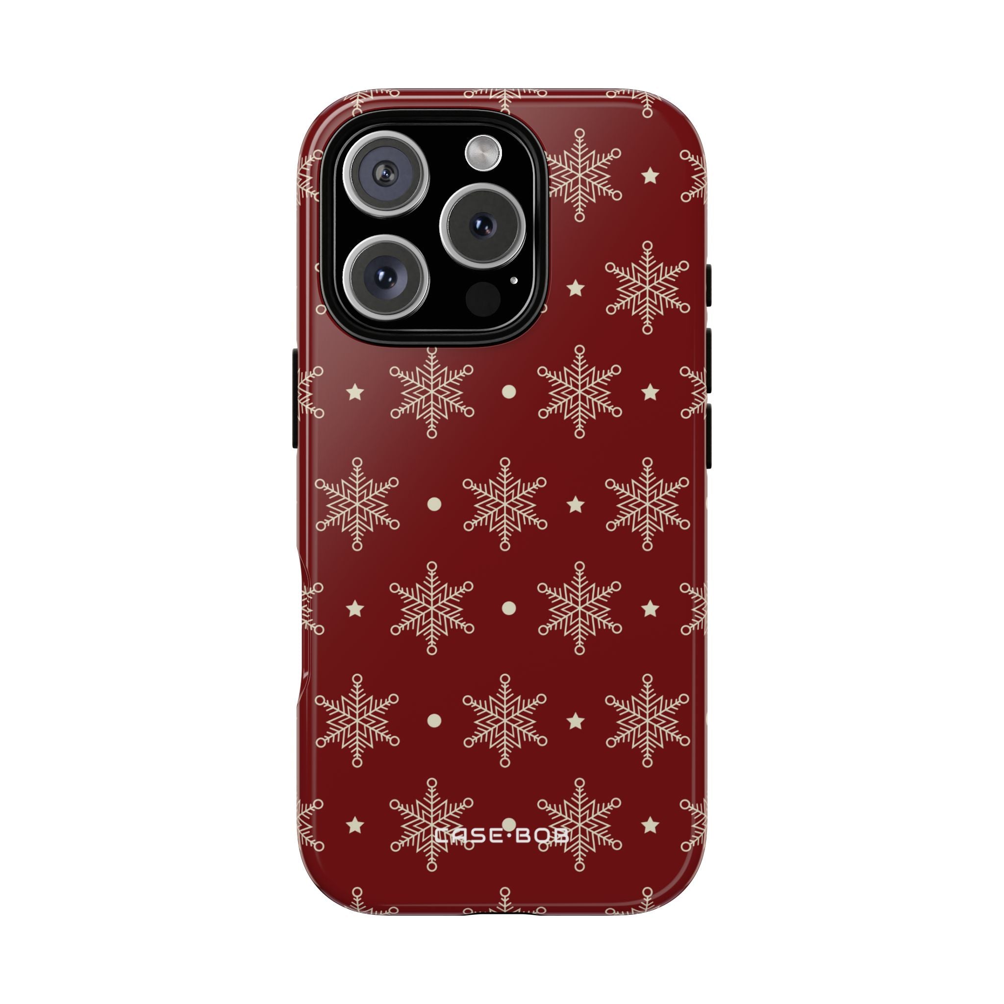 Cream Snowflakes Crimson iPhone 16 Pro Case - Tough