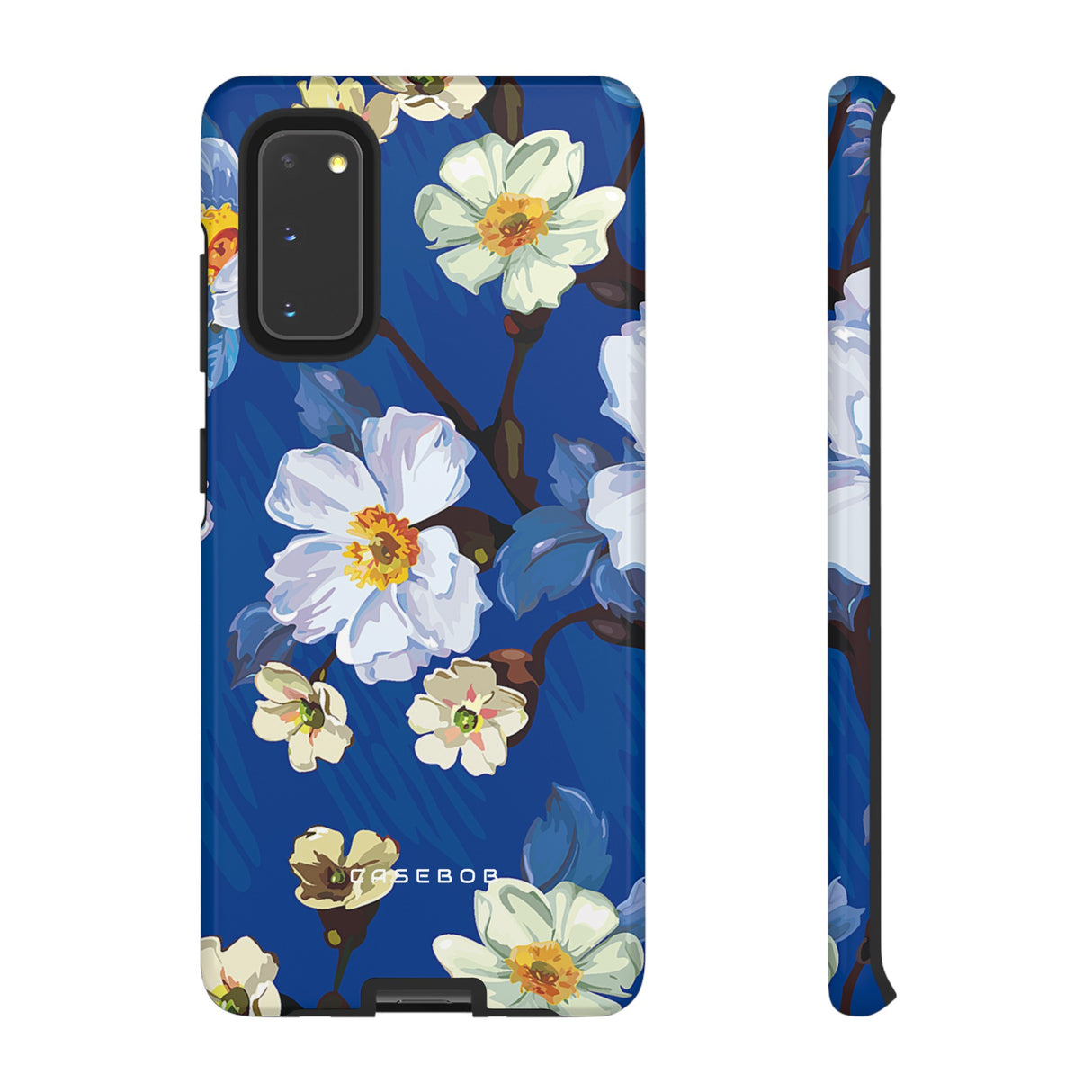 Elegant Flower on Blue iPhone Case | Tough