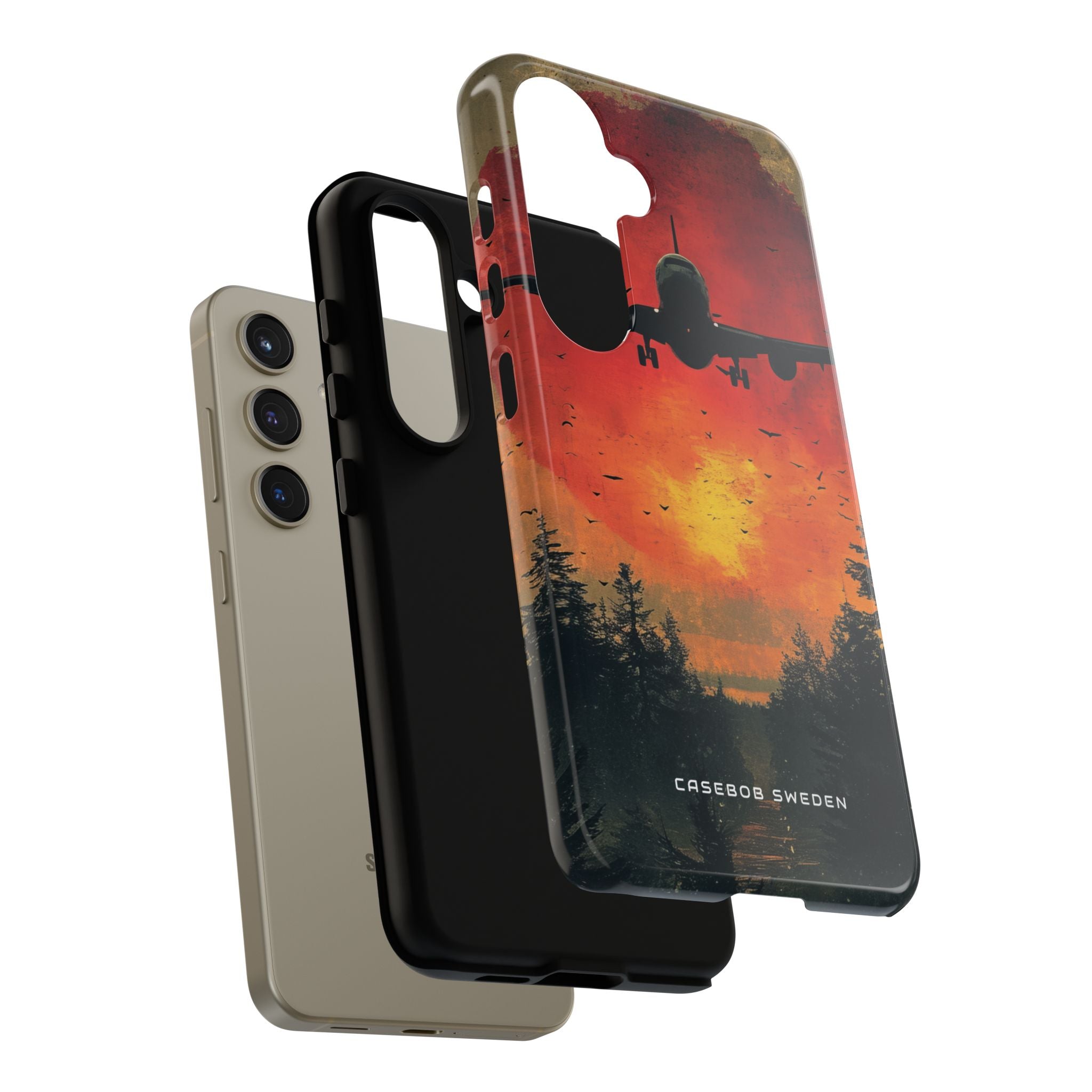 Vintage Sunset Airplane Silhouette Samsung S24 - Tough Phone Case