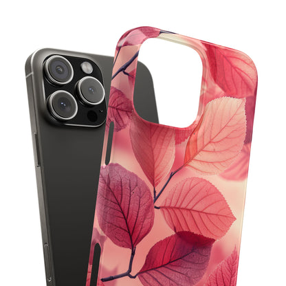 Elegant Pink Leaves iPhone 16 - Slim Phone Case