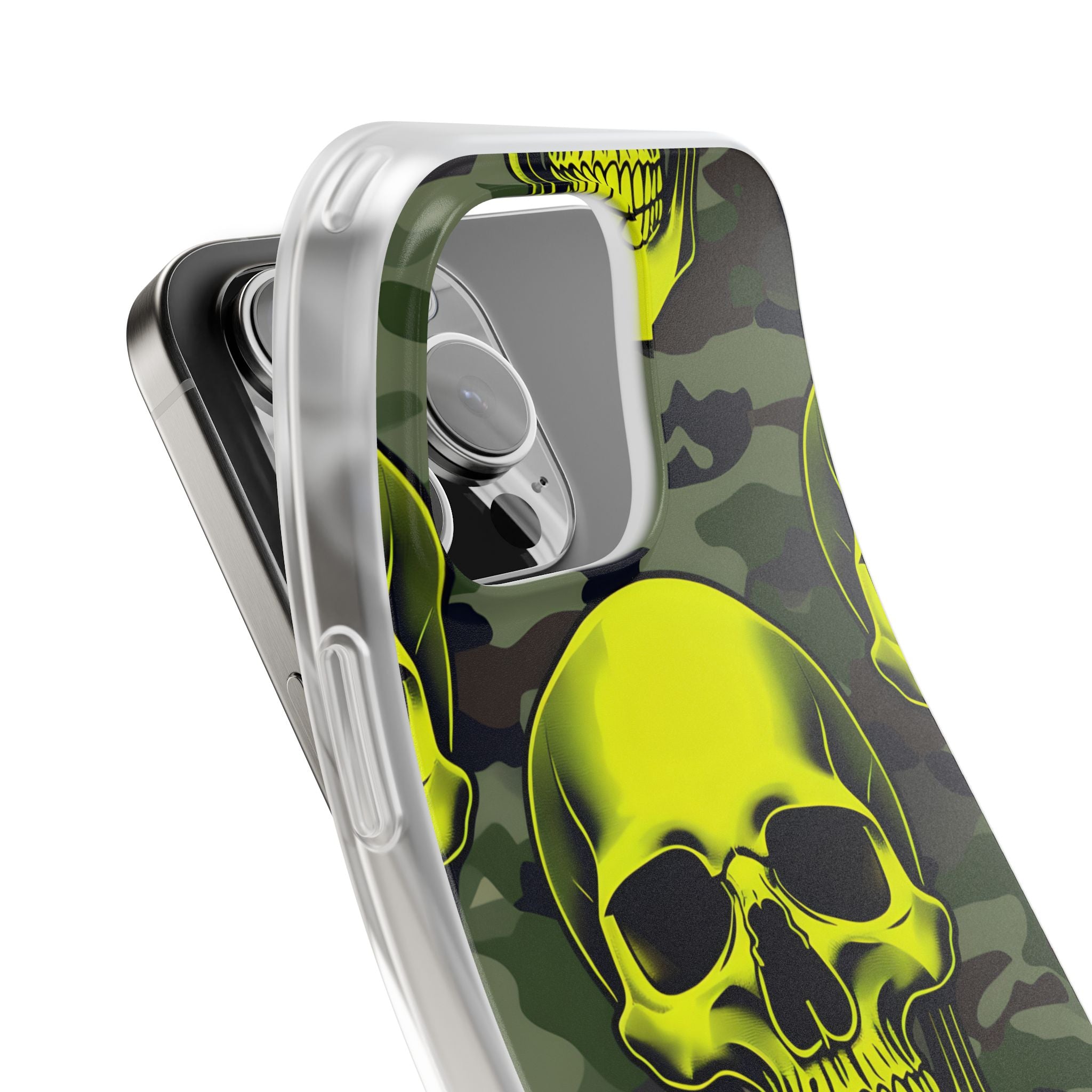 Neon Skull Camo iPhone 16 Pro Max Case - Soft