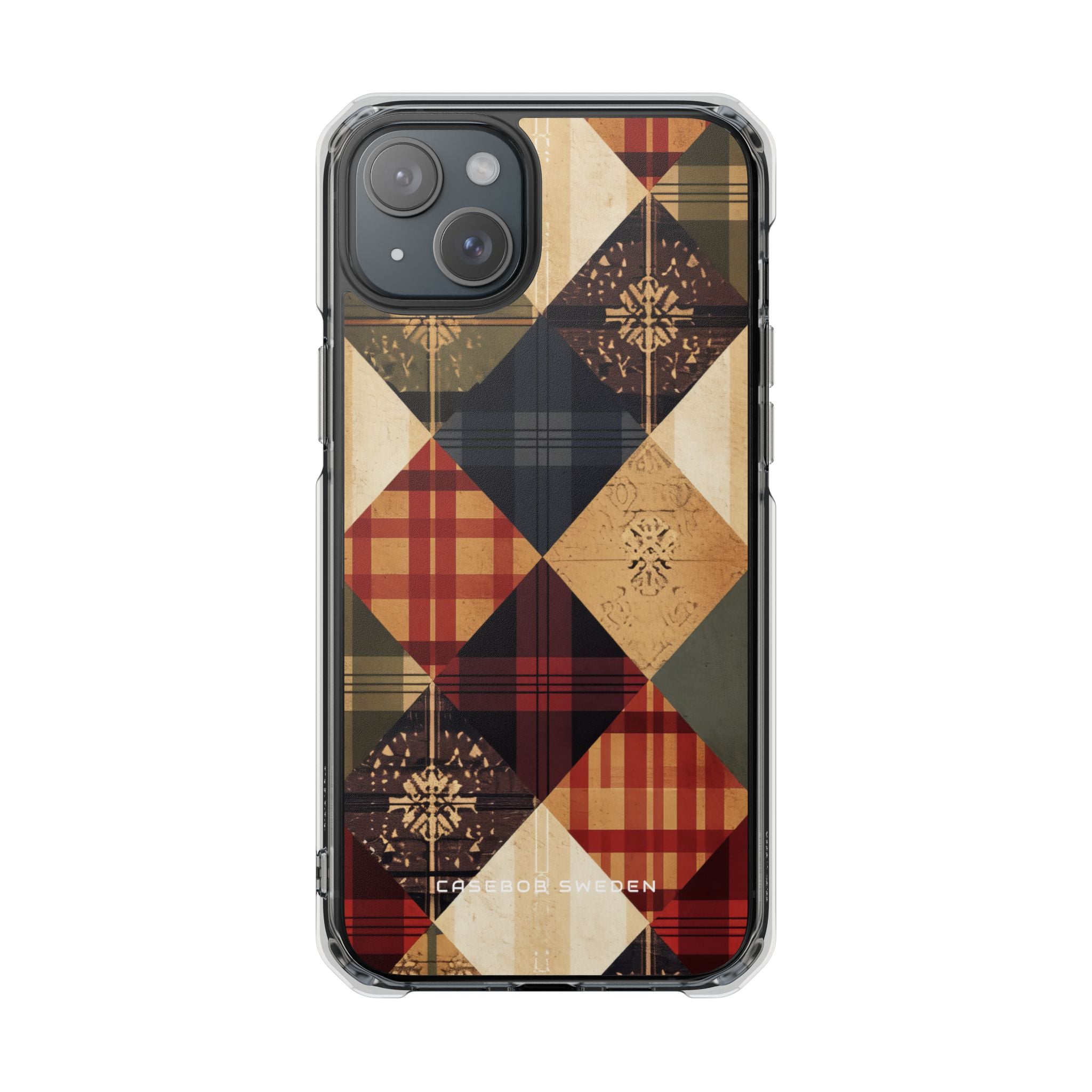 Rustic Geometric Patchwork Harmony iPhone 15 - Clear Impact Phone Case