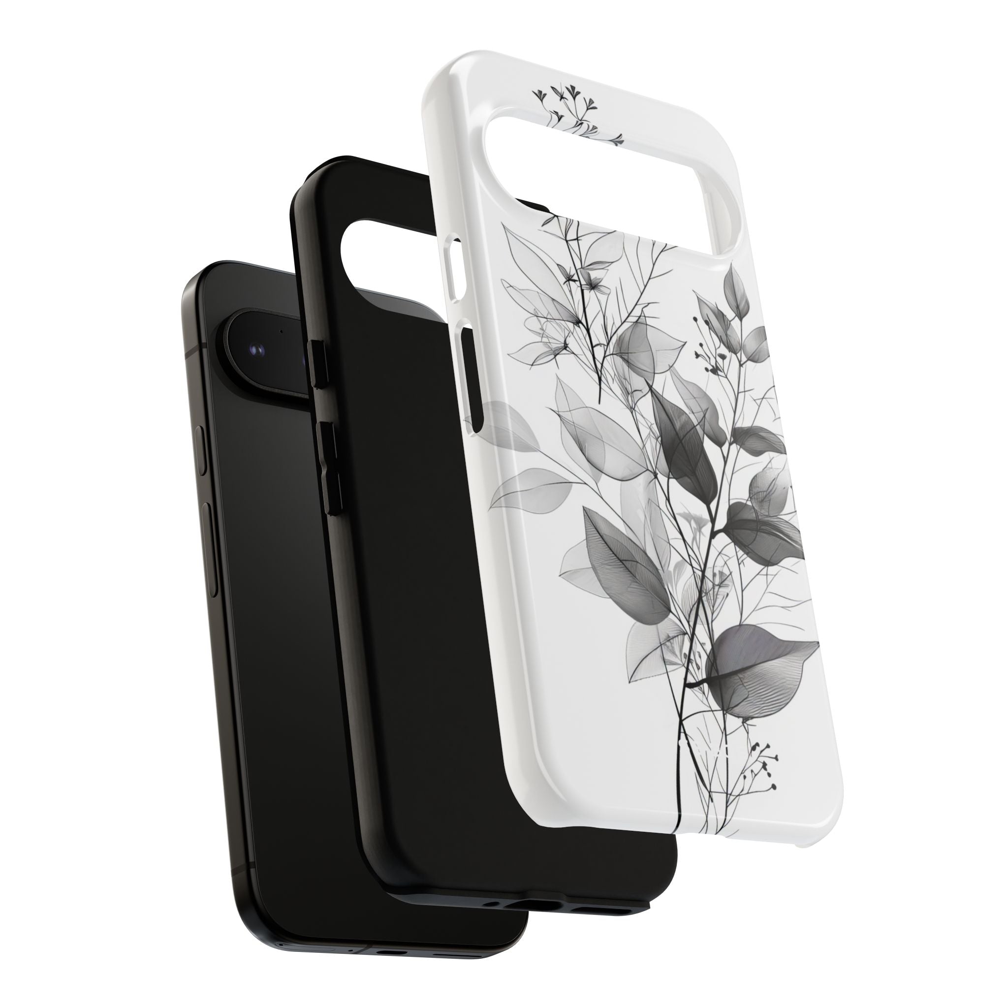 Veined Leaves Gray Google Pixel 9 Pro XL Case - Tough