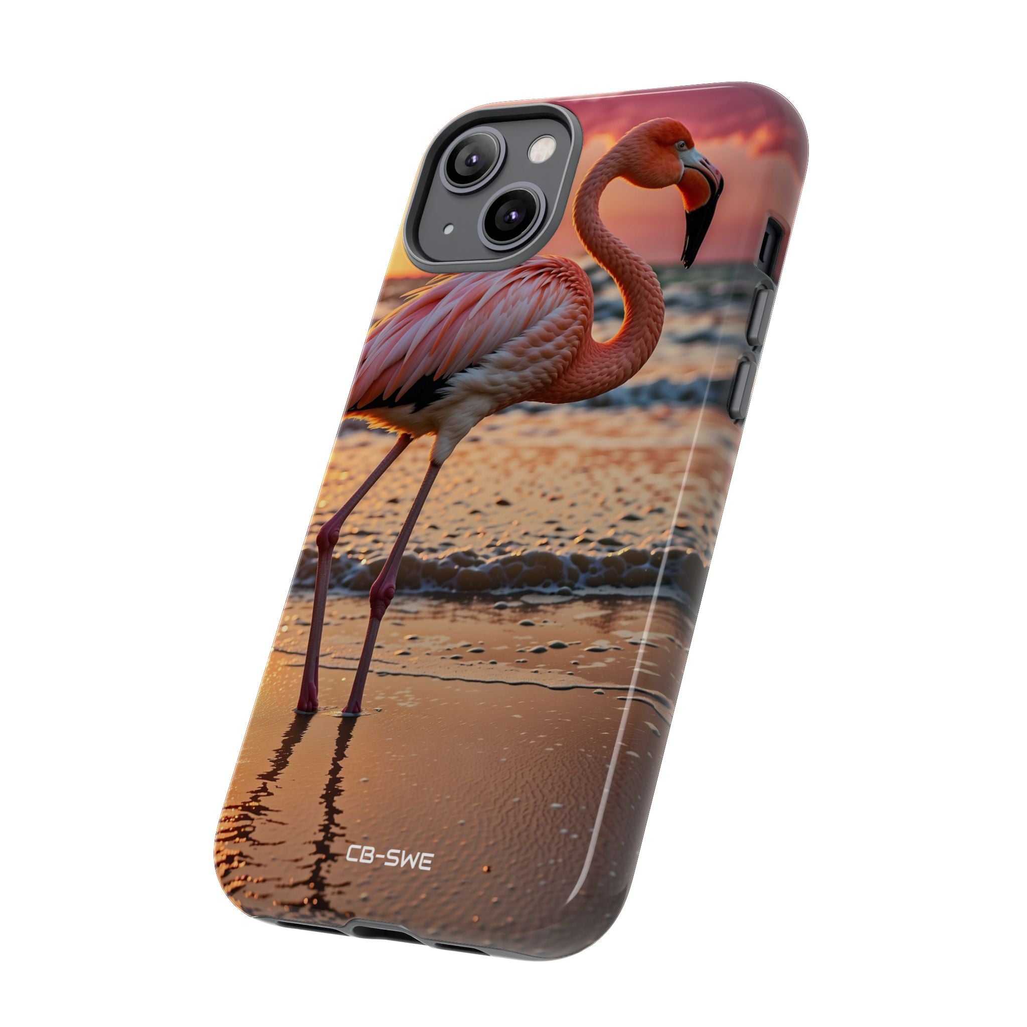 Sunset Flamingo Stand - iPhone Case