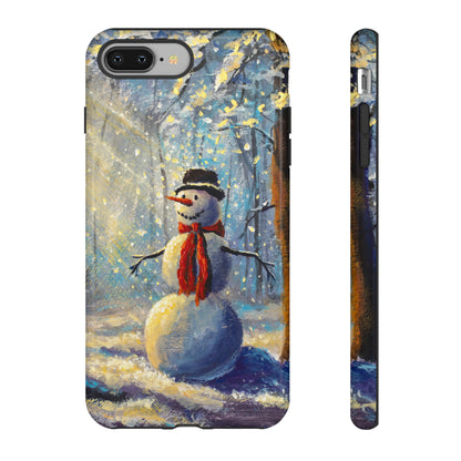 Oil painting - Happy Snowman - Protective Phone Case