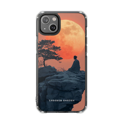 Zen Tranquility Under a Red Moon iPhone 14 - Clear Impact Phone Case