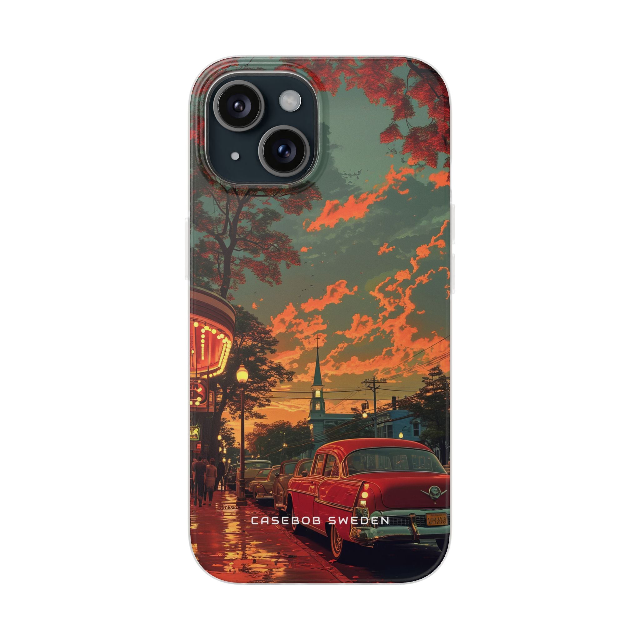 Mid-Century Nostalgia Streetscape iPhone 15 - Flexi Phone Case