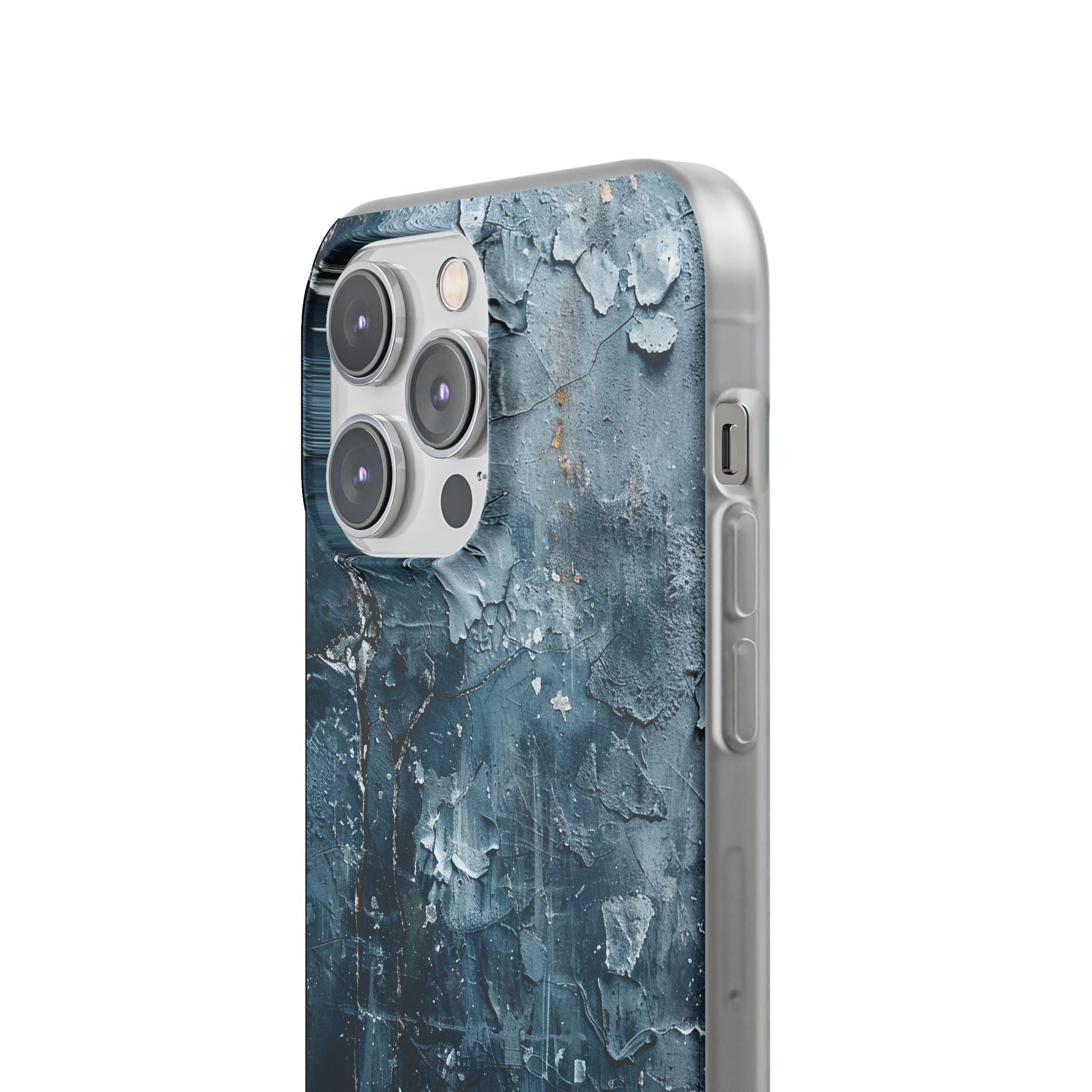 Weathered Blue Tapestry with Cracked Layers iPhone 14 - Flexi Phone Case