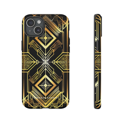 Golden Geometric Opulence iPhone 15 - Tough Phone Case