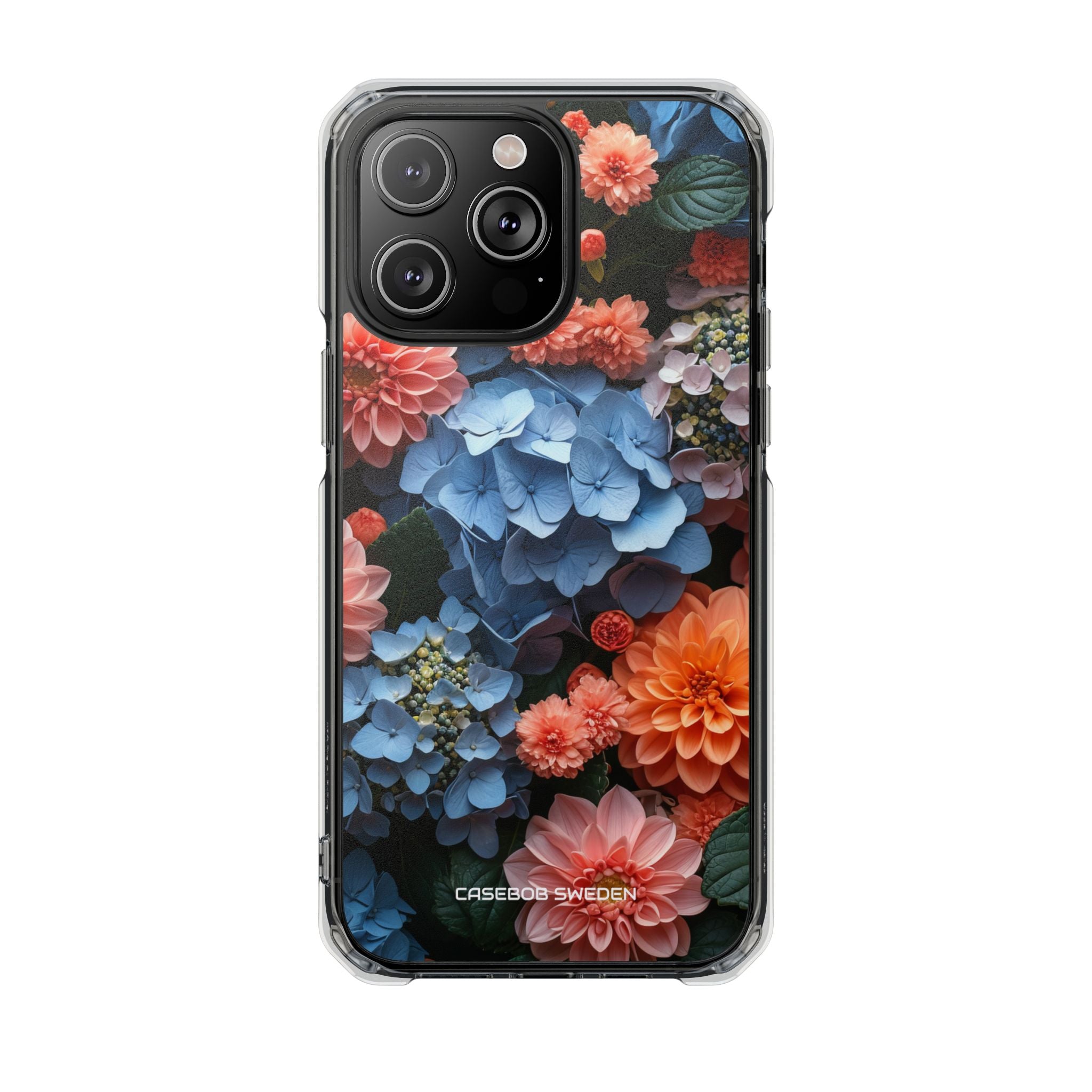 Blue Floral Bliss - Clear Impact iPhone 14 Phone Case