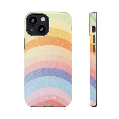 Pastel Rainbow Bands iPhone 13 Mini Case - Tough