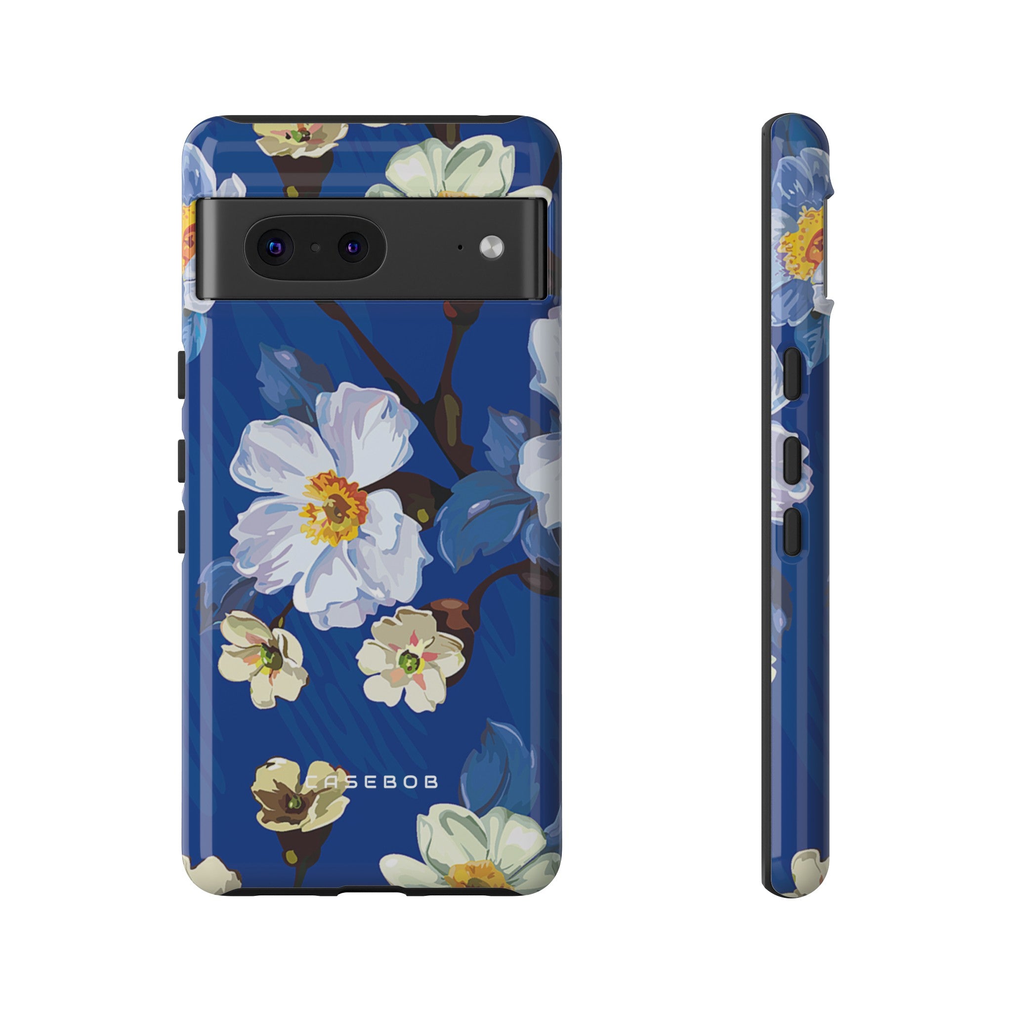 Elegant Flower on Blue iPhone Case | Tough