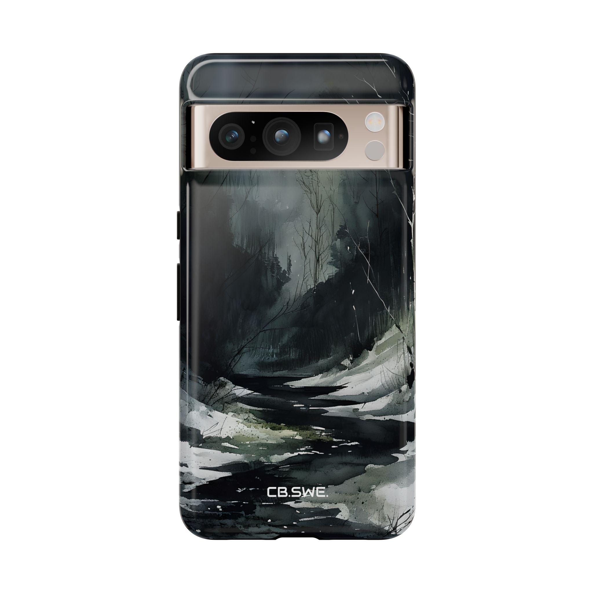 Moody Winter Landscape Watercolor Art Phone Cover Google Pixel 8 - Tough