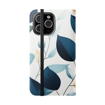 Navy Leaf Veins - iPhone 16 Max Case - Wallet