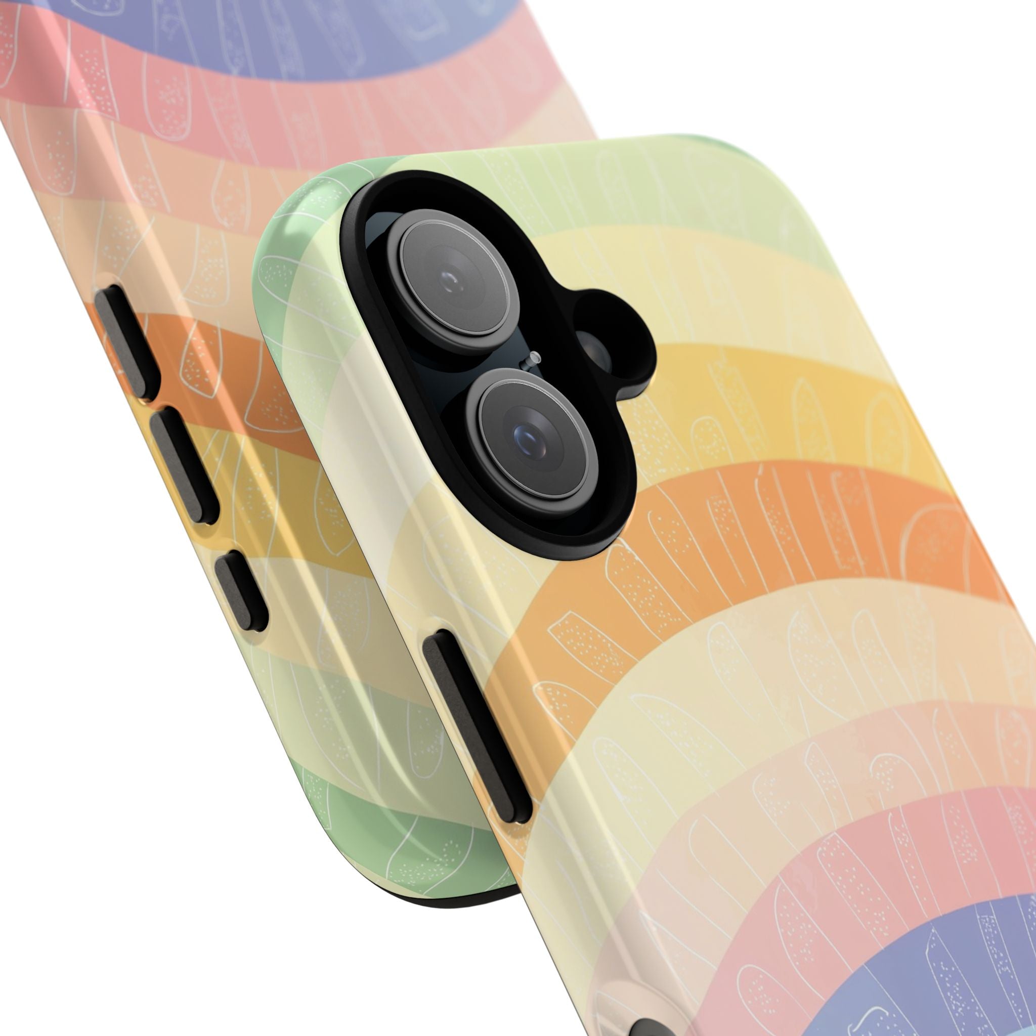 Pastel Rainbow Bands iPhone 16 Case - Tough