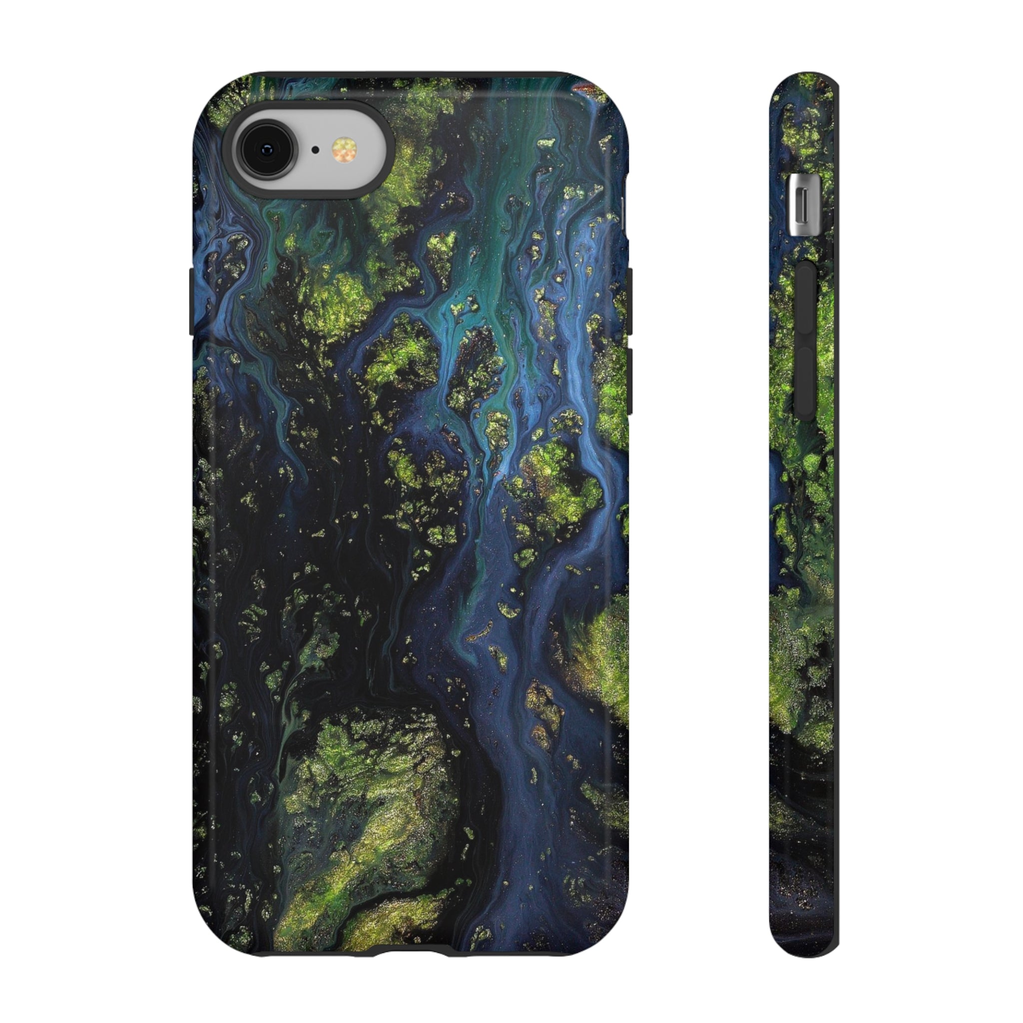 Blue Cosmos Ink Art iPhone Case (Protective) iPhone 8 Glossy Phone Case