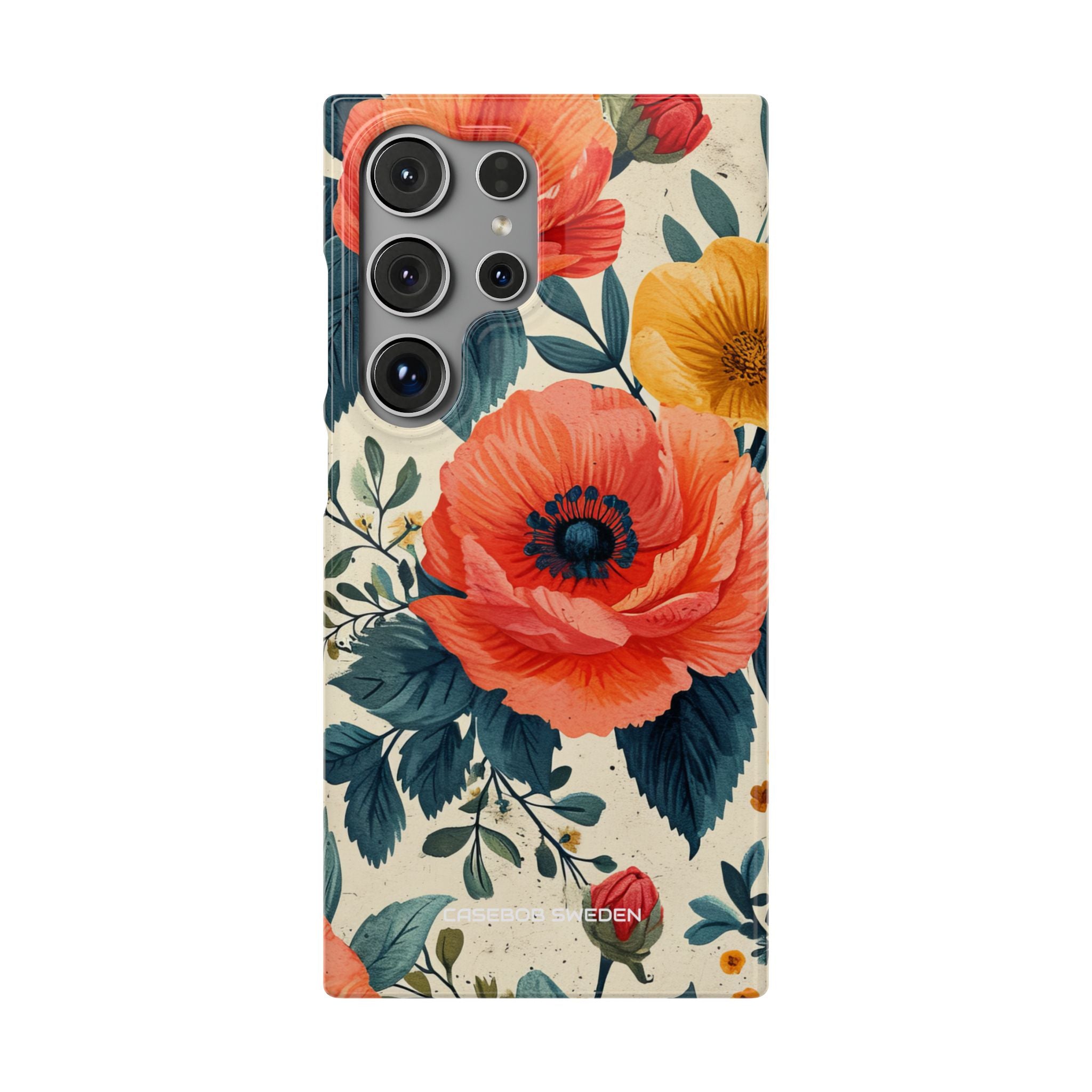 Vibrant Botanical Poppies - Slim Samsung S24 Phone Case