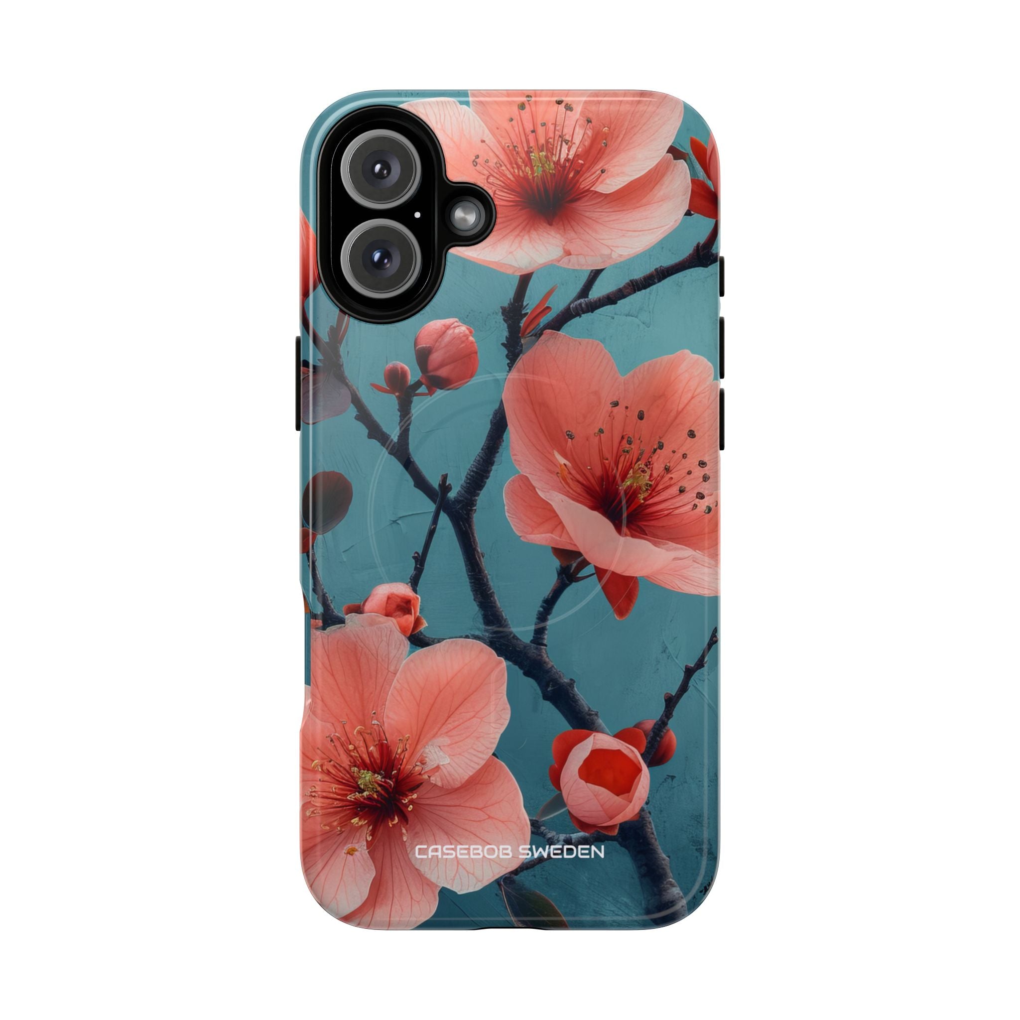 Teal Coral Blossom - Tough + MagSafe® iPhone 16 Phone Case