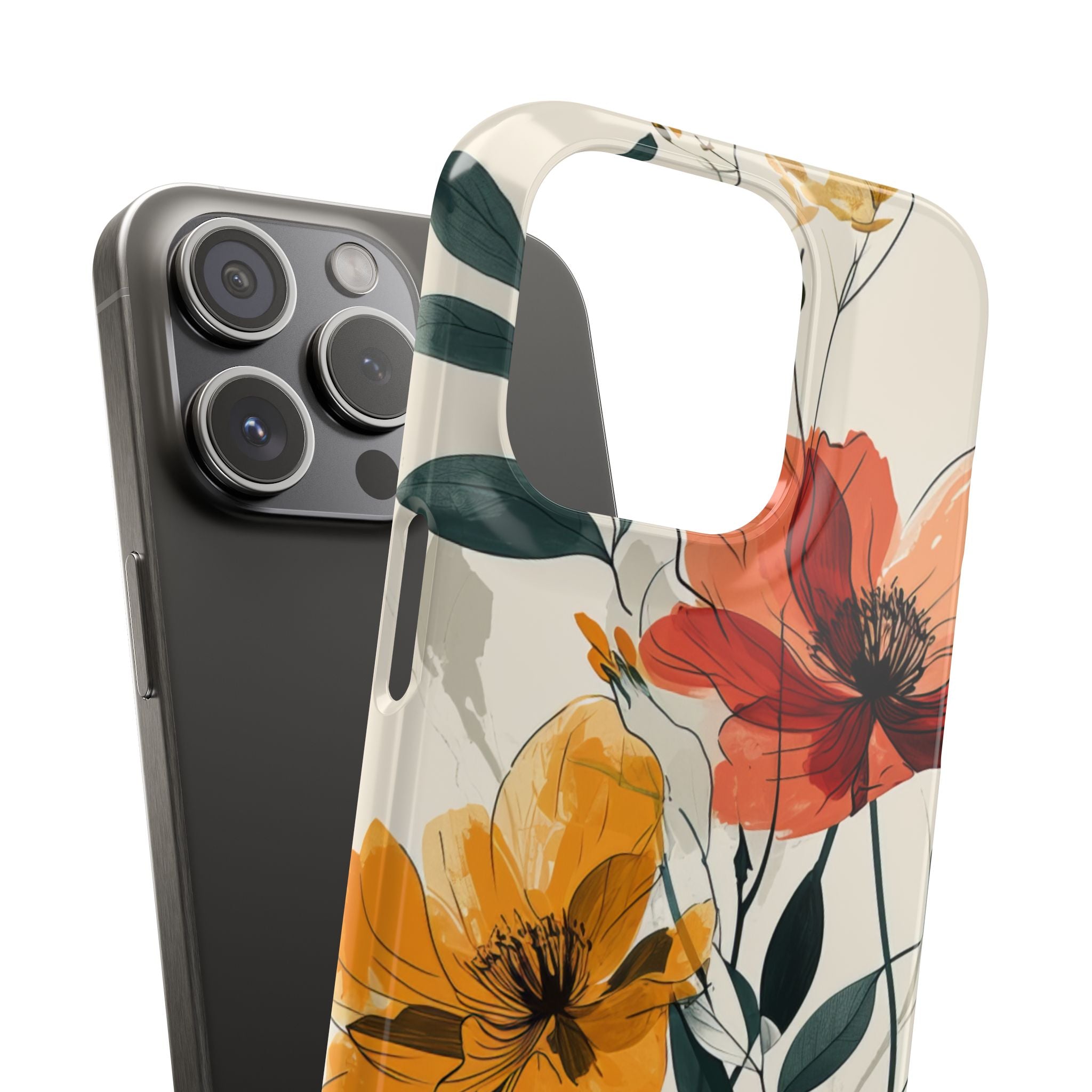 Elegant Floral Harmony iPhone 15 - Slim Phone Case