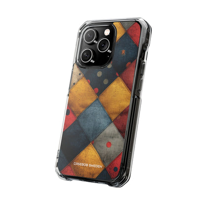 Blue Red Patchwork - Clear Impact iPhone 14 Phone Case